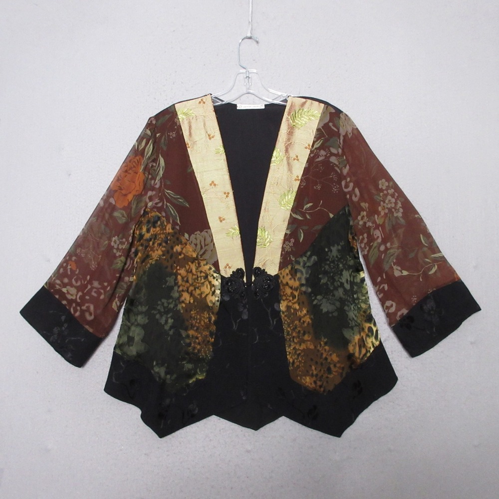 Spencer Alexis Jacket Kimono Velvet Burnout Floral Sheer Whmsigoth Y2K Artsy